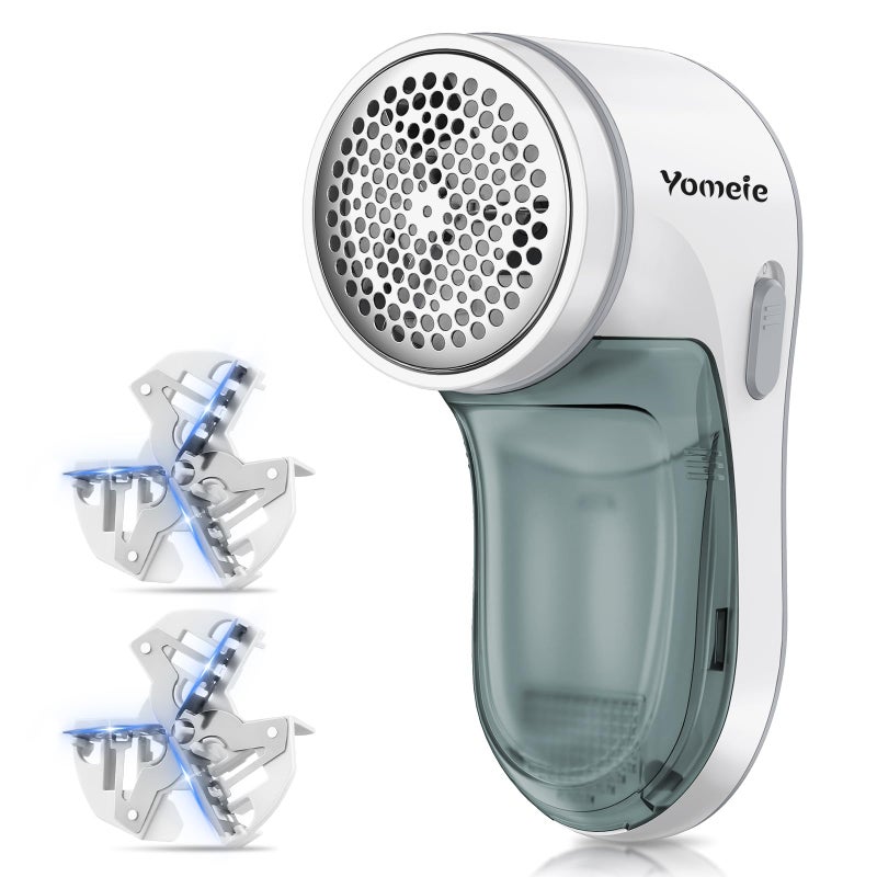Yomeie ماكينة حلاقة الأقمشة القابلة لإعادة الشحن، مزيل الوبر، ماكينة حلاقة الوبر الكهربائية للأثاث والملابس، ماكينة حلاقة ومزيل حبوب منع الحمل - فعالة في إزالة زغب الوبر من معطف الصوف باللون الرمادي - Image 1